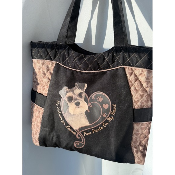 The Bradford Exchange Handbags - Bradford Exchange, Quilted Schnauzer Tote Bag RARE. "Paw Prints on My Heart"‎